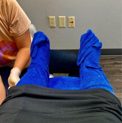 Warm hot towel treatment.