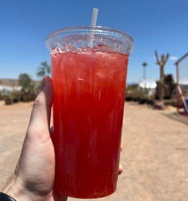 Refreshing drink- raspberry lemonade flavored with 100% puréed organic raspberries and sweetened with organic agave!