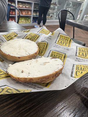 Asiago bagel with cream cheese