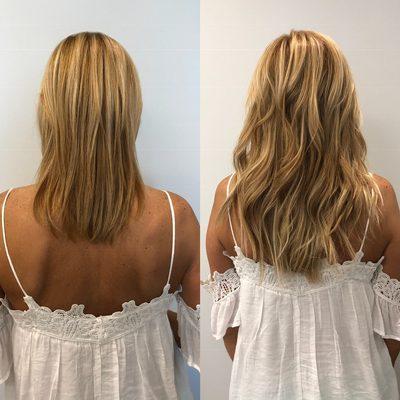 Ninfa Tape-In Extensions before and after.