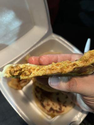 Revuelta pupusa with amazing filling to maza ratio