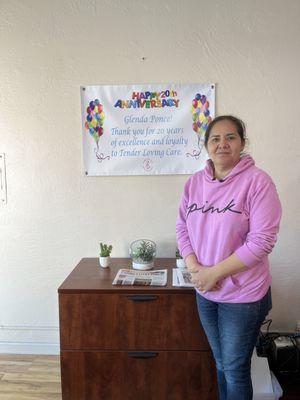 Glenda P. Has worked for TLC for 20 years. Thank you for your excellent work and loyalty.