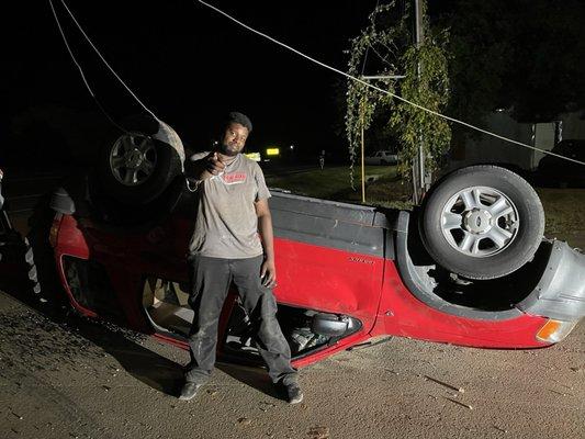 My first gig, helping to flip a car for a movie scene
