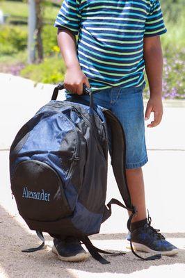 Back to school embroidery for backpacks.