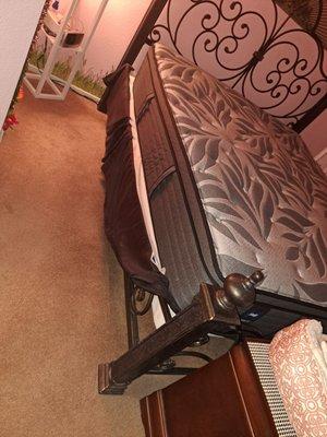 The ripped $30.00 bedskirt that that INTERGRATED BEDDING GROUP damaged and refused to reimburse me for.