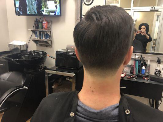 Taper fade at neckline