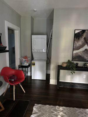 This is your actual laundry right inside your front door, not in the basement as pictured in the Airbnb description