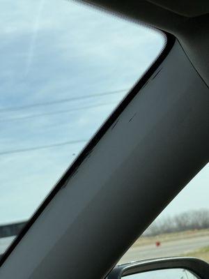 Interior damage from the windshield replacement. They claimed it was already there--it wasn't.