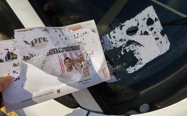 The defacing of my car that Xxpress Cleaners decided was a good idea.