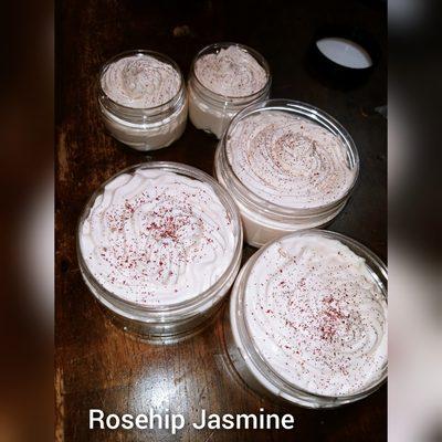 Another body butter. This time scented with rosehip jasmine radiance oil.