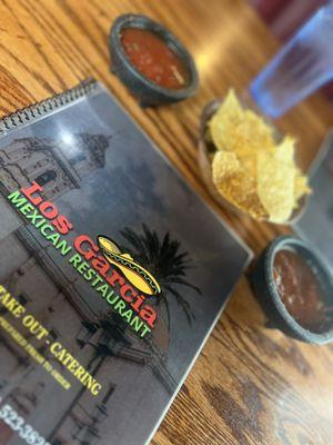 Menu & bomb Chips & Salsa