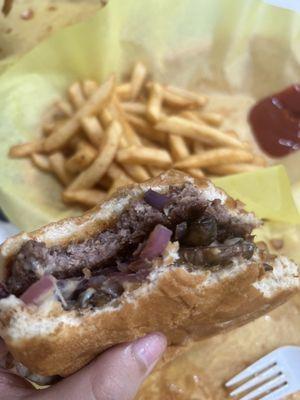Mushroom burger, with the house sauce