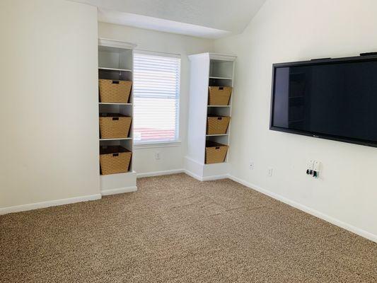 Carpet stretched and cleaned