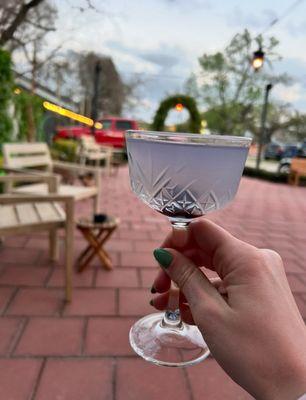 Nice patio area when the weather is nice, and pretty drinks!