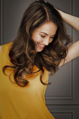 Caramel Balayage/long layered brunette