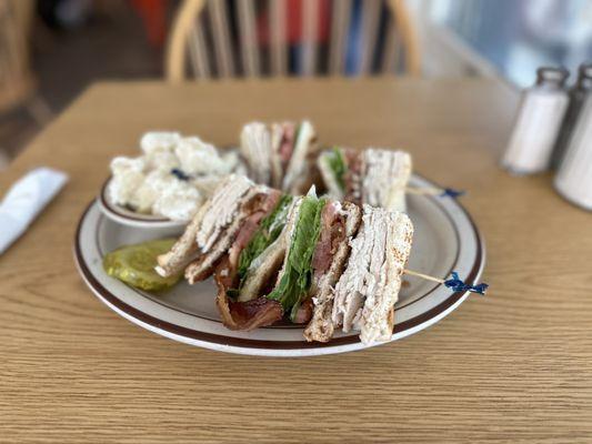 Turkey club with potato salad