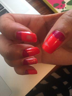 24 hours later and polish chips mid nail! :(( the half moons I asked for were more like half blocks. Get ehat u pay for!