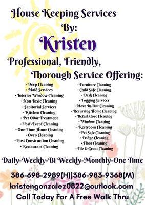 Housekeeping Services By Kristen