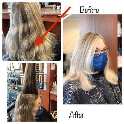 Some highlights all over after almost a year !!! Thank you
For trusting me your hair ! Love it