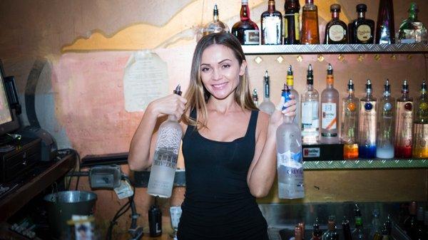 Top shelf bottles and gorgeous bartenders!