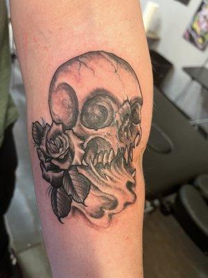 Skull and rose