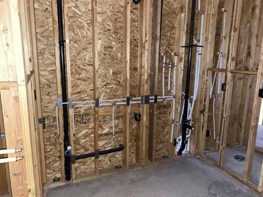 New construction plumbing, double vanity rough in