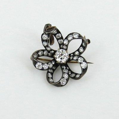 Antique old cut diamond pin