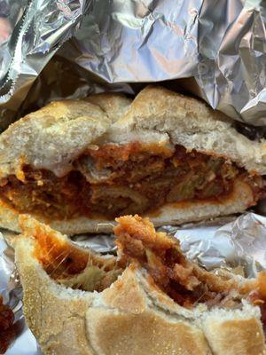 Eggplant Parm on a hard roll