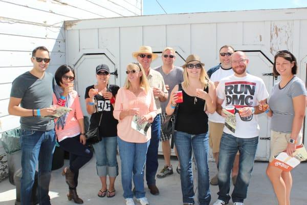 A group of the Yelpers enjoying their Mini Bloody Mary.