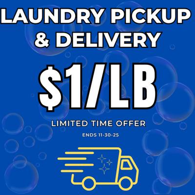 Fast, fresh, and convenient! We pick up, wash, dry, fold, and deliver your laundry right to your door. Available Mon, Wed & Fri.