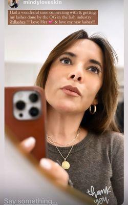 Our beauty Lashette admiring her nee set of Eyelash Extensions!