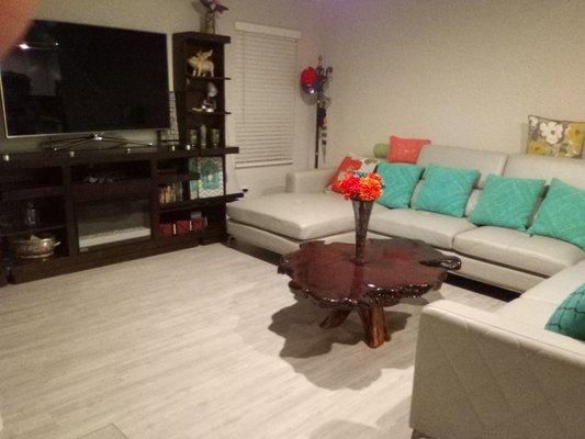 Detail to cleaning living room area