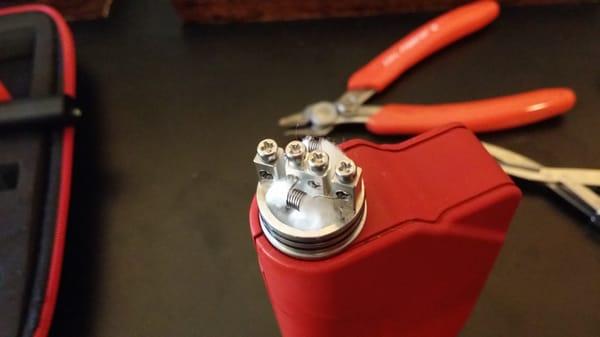 Just an example of some coil building offered. We have many types of wire to choose from: kanthal, riot, hive, tiger.