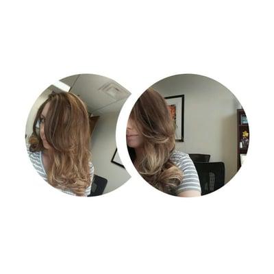 My client Ms.Mann. Ombre with Mahogany and blonde. Darkened the top to add to the effect.