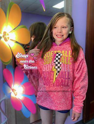 A popular choice w/ customers is our Neon Softball hoodie.