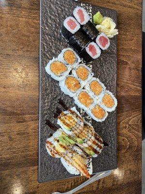 Tuna Roll, Spicy Salmon Roll, Shrimp Tempura Roll
