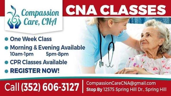 Office # (352)606-3127 Address- 12575 SpringHill Dr. 34609 Website- www.compassioncarecna.com Email- compassioncarecna@gmail.com