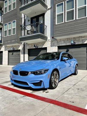 BMW M4 Competition received our Gold Detail + Ceramic Coating to protect the paint from environmental contaminants & give it a shiny look.