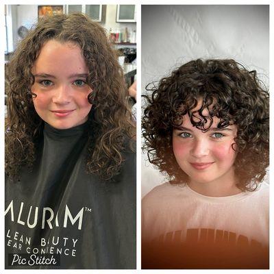 Dry curly cut and curl transformation before and after