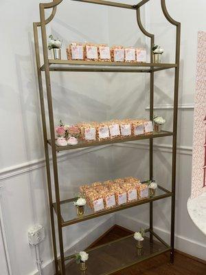 They provide this display shelf that we used for our party favors