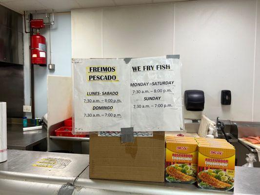 Hours for fryer service as of 4/29/2022