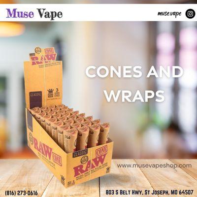 Muse Vape invites you to explore our wide range of premium cones and wraps, perfect for enhancing your smoking experience.