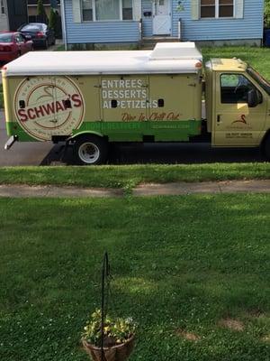 The Schwan's truck comes right to your door every two weeks.