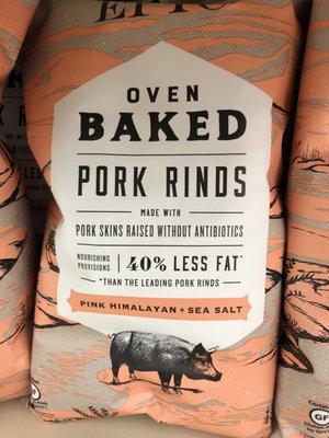3/10/19. Sunday. Oven Baked Pork Rinds seasoned with Pink Himalayan Salt.