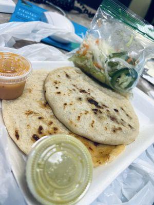 The Chicken and Cheese Pupusa was so flavorful! The bean and Cheese mixed so well with their red sauce!