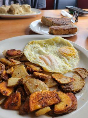 In the back is delicious homemade cinnamon raisin bread...so good!!!