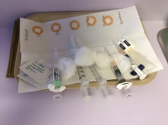 Dr. Afuape's office (5-Vaccine shots given to infants all at the same time.) by:Alfred.M.Villa