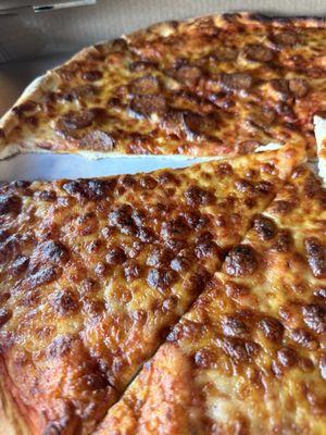 The worst pizza I've ever had. The driest pizza, some of the guys had to wash it down with water. And it took 2 hours to deliver.