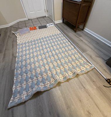 After wash measuring ~87 x 90. Roughly 11% shrinkage.