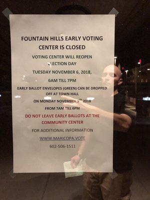 Early voting center closed early...
